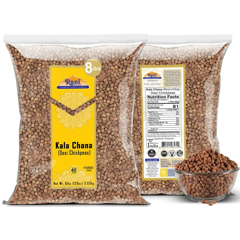 RANI BRAND, Kala Chana Desi Chickpeas 128oz, Vegan, Kosher