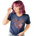 thumbnail image 2 of Women Teen Leopard Print Mickey Ears with Flowers Shirt Floral Adult Women Ladies Boho Character Tshirt (Medium, Navy), 2 of 7
