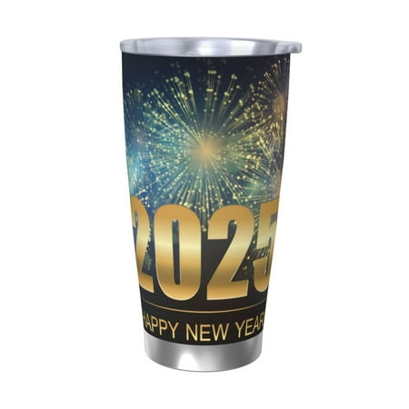 

Ocsxa 2025 New Year 5 Pattern 20oz Travel Coffee Mug with Flip Lid Stainless Steel Insulated Insulated Coffee Mug Thermal Cup with Splash Proof Sliding Lid-Without Straw