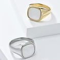 thumbnail image 6 of 15mm Square White Shell Band Stainless Steel Men Women Ring Gold /Silver Sz 6-12, 6 of 7