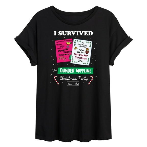 The Office - I Survived Dunder Mifflin Christmas Party - Juniors Ideal Flowy Muscle T-Shirt
