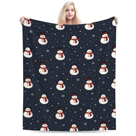 Christmas Sherpa Throw Blanket Snowman Decoration, Fleece, Plush, Warm, Cozy Reversible Microfiber Holiday Blanket Christmas Gift 50x40