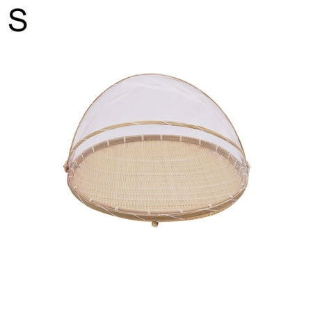 

GIFZES Bamboo Woven Picnic Food Serving Mesh Basket Anti-flies Fruit Tray Net Tent Cover