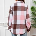 thumbnail image 6 of SuTry Womens Tops Classic Lapel Plaid Shirt Long Sleeve Button Two Pockets Plush Lined Warm Fleece Top Fall Winter Fashion Coat(Multicolor#1,S), 6 of 7