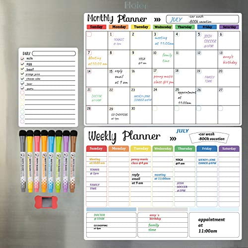 Hivillexun Dry Erase Calendar Whiteboard. Set of 3 Magnetic Calendars for  Refrigerator, Monthly, Weekly Organizer & Daily Notepad. Wall & Fridge Family  Calendar. 8 Markers 1 Eraser - Walmart.com