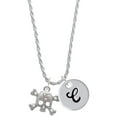thumbnail image 1 of Delight Jewelry Silvertone Skull with 3 AB Crystals Silvertone Script Initial Disc - C - Charm Necklace, 20"+3", 1 of 4