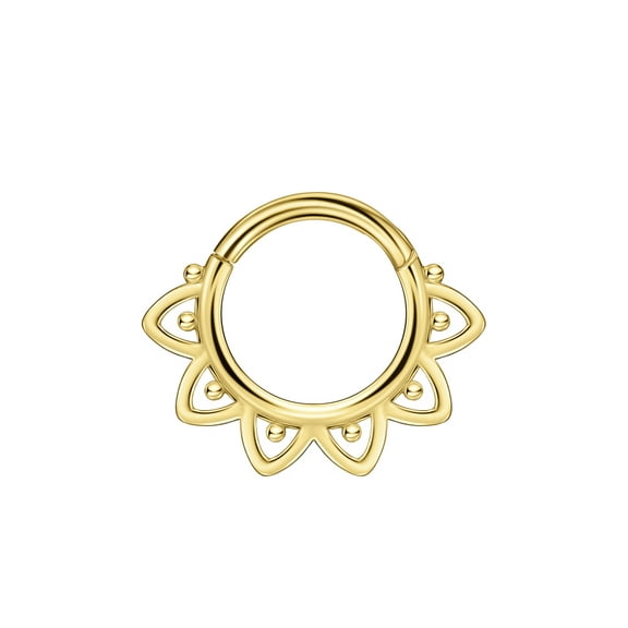 FANSING Gold Lotus Septum Jewelry 16g Seamless Septum Rings for Women Surgical Steel Daith Earring Hoop 8mm Septum Piercing Jewelry 16 Gauge