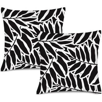 Black Chinoiserie Pillow Covers Set Of 2 - 16x16 Floral Birds Vintage Print For Sofa Bed Decor