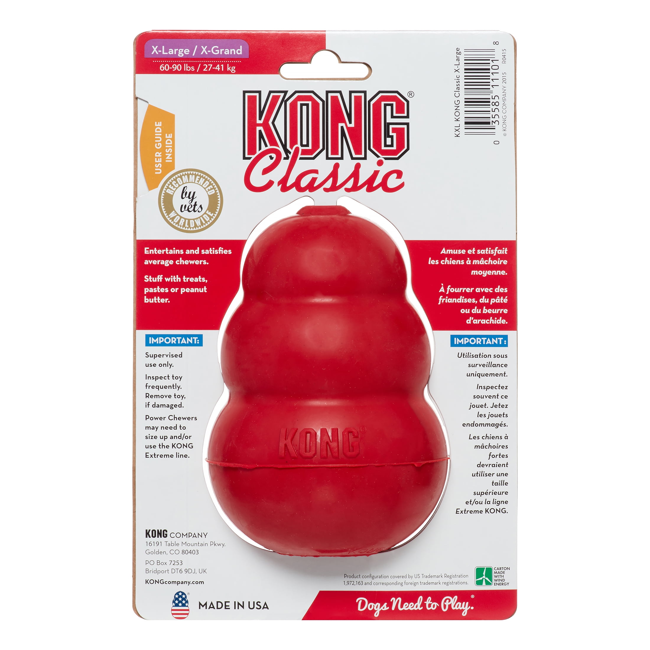 KONG Classic Dog Chew Toy, Red, 4 inches -