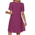 thumbnail image 3 of Solid Color Women Short Sleeve Front Pleated Summer Mini Shirt Dress, 3 of 6