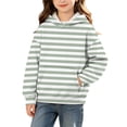 thumbnail image 2 of Ashirexll Girls Hoodies Striped Printed Hooded Pullover with Front Pocket for Big Girls Warm Layer 3-14 Years, 2 of 7