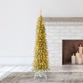 thumbnail image 2 of Home Heritage 5 Foot Slim Tinsel Artificial Prelit Christmas Tree, Gold, 2 of 8