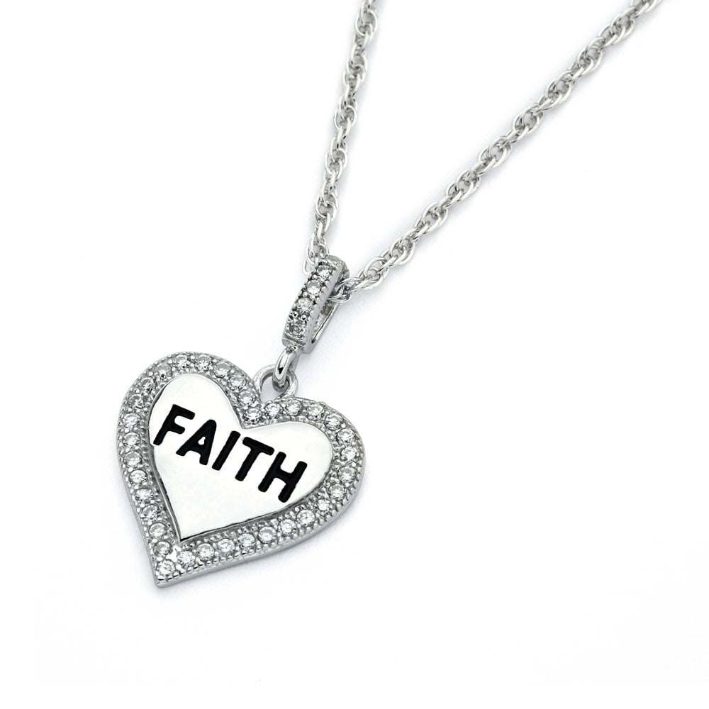 Princess Kylie Clear Cubic Zirconia Open Heart Design Pendant Sterling Silver