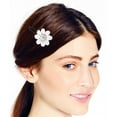 thumbnail image 5 of Vibrant White Genuine Leather Flower Blossom Barrette Hair Clip, 5 of 5