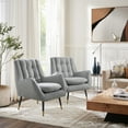 thumbnail image 2 of Art Leon Tufted Wingback Chair, Velvet Deep Upholstered Accent Chair for Living Room, Light Gray, 2 of 9