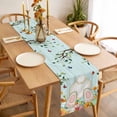 thumbnail image 3 of Table Runner 70 Inches Long for Kitchen Dining, Easter Dresser Scarf Farmhouse, Dining Table Decorations for Wedding/Parties, Spring Watercolor Eggs Tulip Wooden Grain Teal 13 x 70 In, 3 of 8