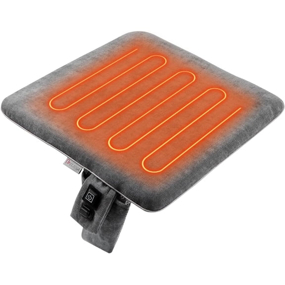 Portable Heated Seat Cushion with USB, 3 Heat Settings, Foldable Heating Chair Pad for Office, Home, Stadium, Outdoor, Camping, Wheelchair – Lightweight & Easy to Carry - 17x17x1.4 inch(Gray)