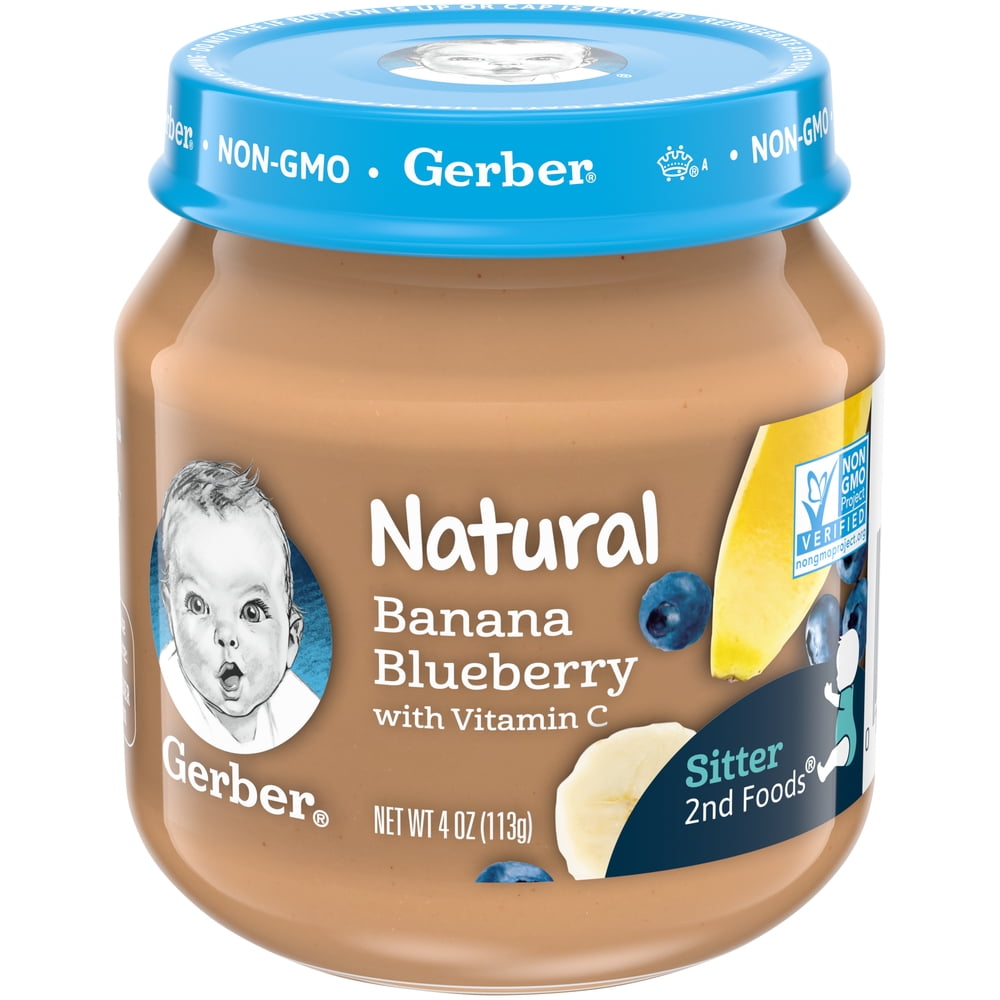 (Pack of 10) Gerber 2nd Foods Naturals, Banana Blueberry, 4 oz Jar