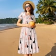 thumbnail image 4 of Fotbe White And Black Rabbit Pattern Dress Casual Womens Fashion Short Sleeve Maxi Dress T Shirt Dress Striped Long Color Block Maxi Dress, 4 of 6