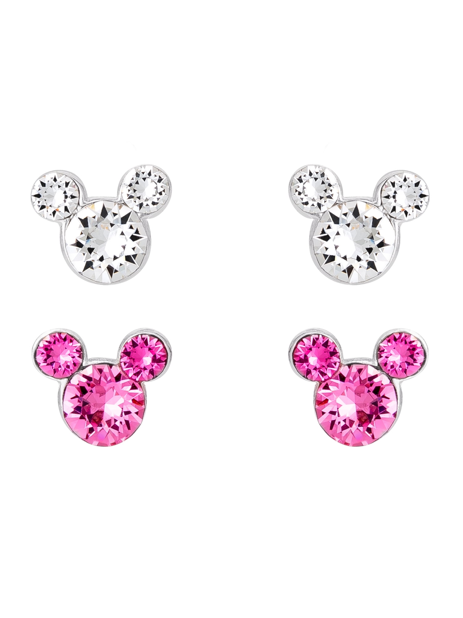 Disney Sterling Silver Crystal Mickey Mouse Earring Set