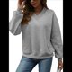 thumbnail image 2 of Sudadera con Capucha para Mujer, de Gran Tamaño, con Cuello en V, Informal, Cómoda, Básica, Moda de Otoño 2025. Gris L, 2 of 10