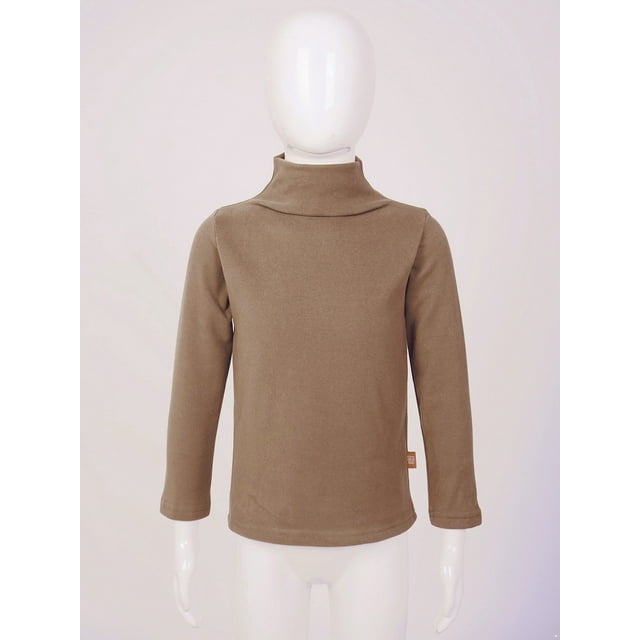 Yeahdor T-Shirts Thermiques à Manches Longues pour Garçons et Filles Doublés en Polaire Couche de Base Compression Col Rond T-Shirts Doux Café 130