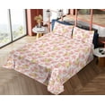 thumbnail image 4 of Ambesonne Tropical Fitted & Flat Sheet with Shams 4 Pcs Set, Abstract Monsteras Exotic, Full, Pale Salmon and Green, 4 of 5