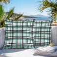 thumbnail image 5 of Abstract Stripes Outdoor Pillow Covers Set of 2 Turquoise Black Grey Plaid Waterproof Throw Pillow Case Decorative Square Cushion Cover for Patio Couch Garden Balcony, 20"x20", 5 of 9