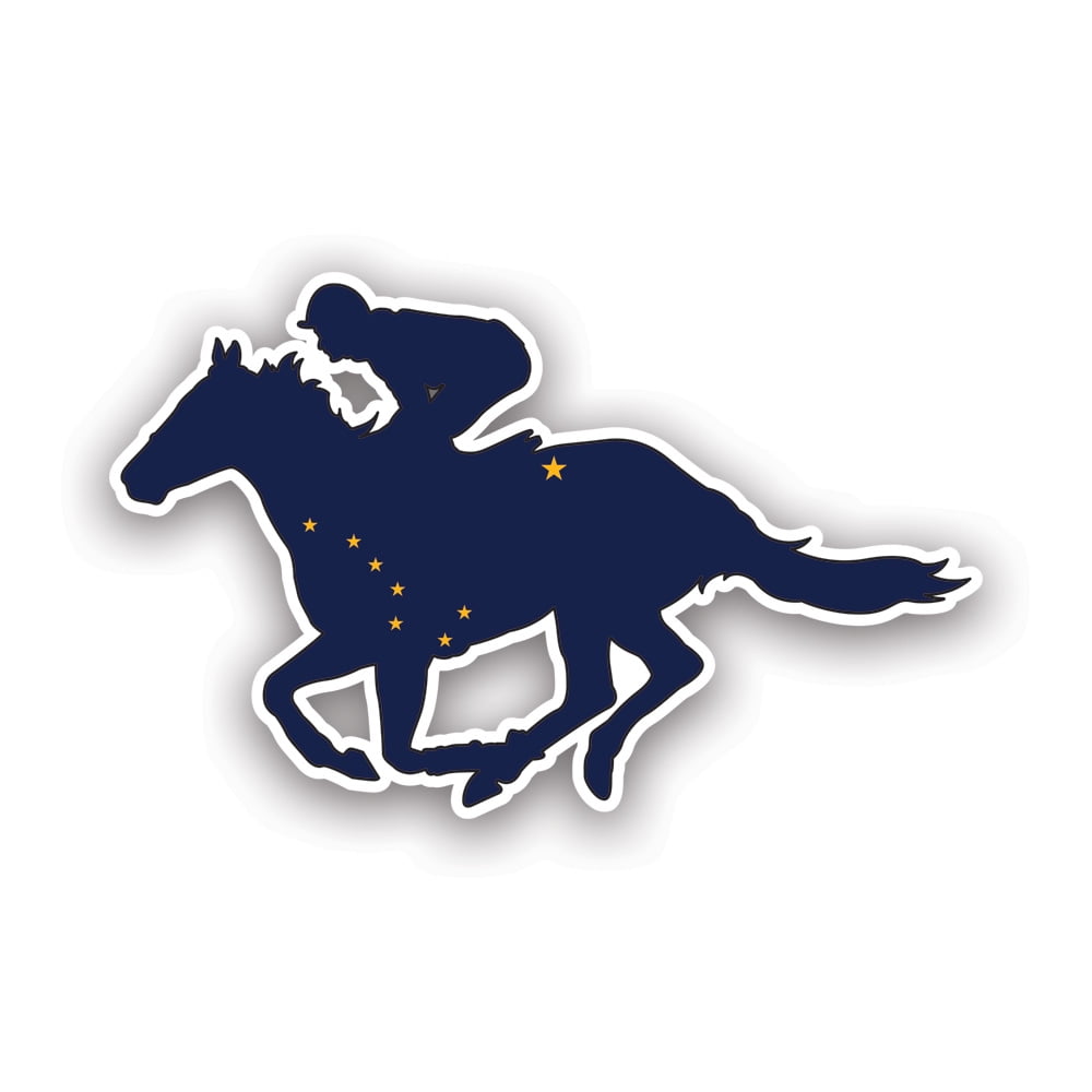 Alaska AK Horse Racing State Flag Sticker Decal - Self Adhesive Vinyl ...