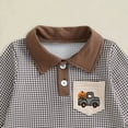 thumbnail image 6 of HCNTES Halloween Baby Boy Clothes Pumpkin Plaid Button Up Turn Down Long Sleeve Romper Outfit to Baby Boys(Brown&2,3-6 Months), 6 of 6