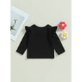 thumbnail image 4 of Wassery Kids Toddler Girls Spring Autumn Tops Little Girls Solid Color Long Sleeve Crewneck Ruffle T-shirt 6M-6T, 4 of 8