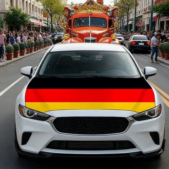 Germany Flag Car Hood Cover with Elastic Fit, Perfect for Patriotic Events, Parades, and Outdoor Shows