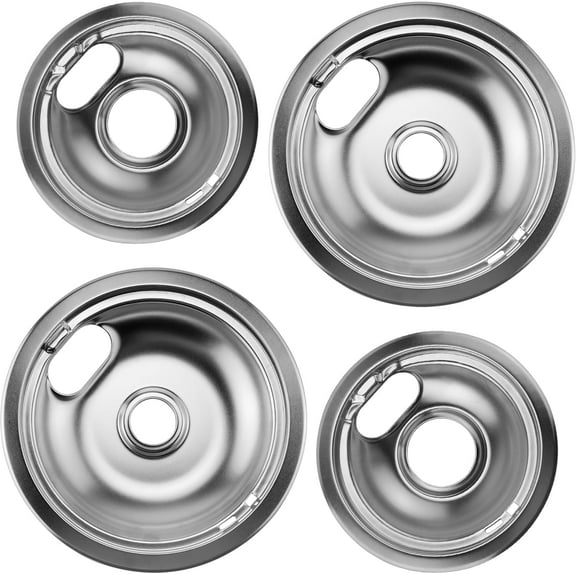 Stove Burner Drip Pans for Electric Stove Top,Perfectly Fit Whirlpool Frigidaire Kenmore Electric Range,Thickening to Prevent Bending and Rust, Include 2 x 6 in, 2 x 8 in
