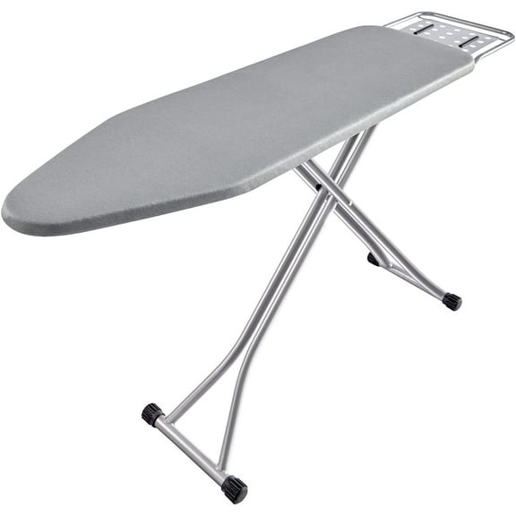 Ironing Board, Heat Resistant Cover Iron Board with Steam Rest, Non-Slip Foldable Ironing Stand. Heavy Sturdy Metal Frame Legs Iron Stand(13 * 34 * 53 Inches) (Silver Gray)