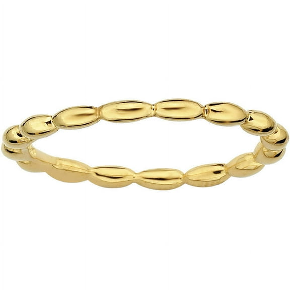 Sterling Silver Gold-Plated Rice Bead Ring