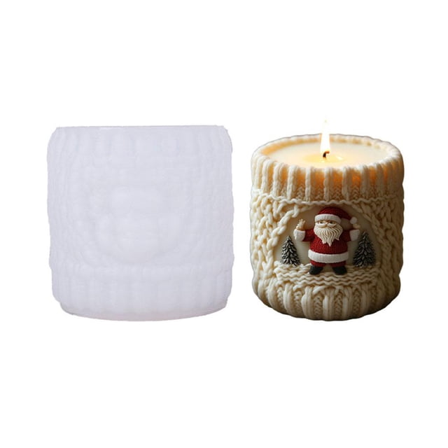 Knitted Santa Candle Mold Christmas Soy Beeswax Candle Making