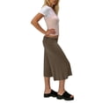 thumbnail image 5 of UDAUDU Women's Fold Over Capri Pants Low Rise Cropped Wide Leg Capri Pants Summer Beach Yoga Gaucho Streetwear Pants Bottoms Coffee 3XL, 5 of 7