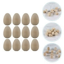 Sparsain 12pcs Blank Bird Egg Ornaments, Painting Toys, Wooden Bird Eggs
