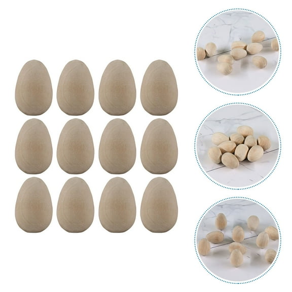 Sparsain 12pcs Blank Bird Egg Ornaments, Painting Toys, Wooden Bird Eggs