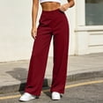 thumbnail image 3 of PInxai Wide Leg Pants Women High Elastic Waisted Loose Comfy Casual Workout Pants Running Yoga Pants Solid Color，Wine，XS, 3 of 5
