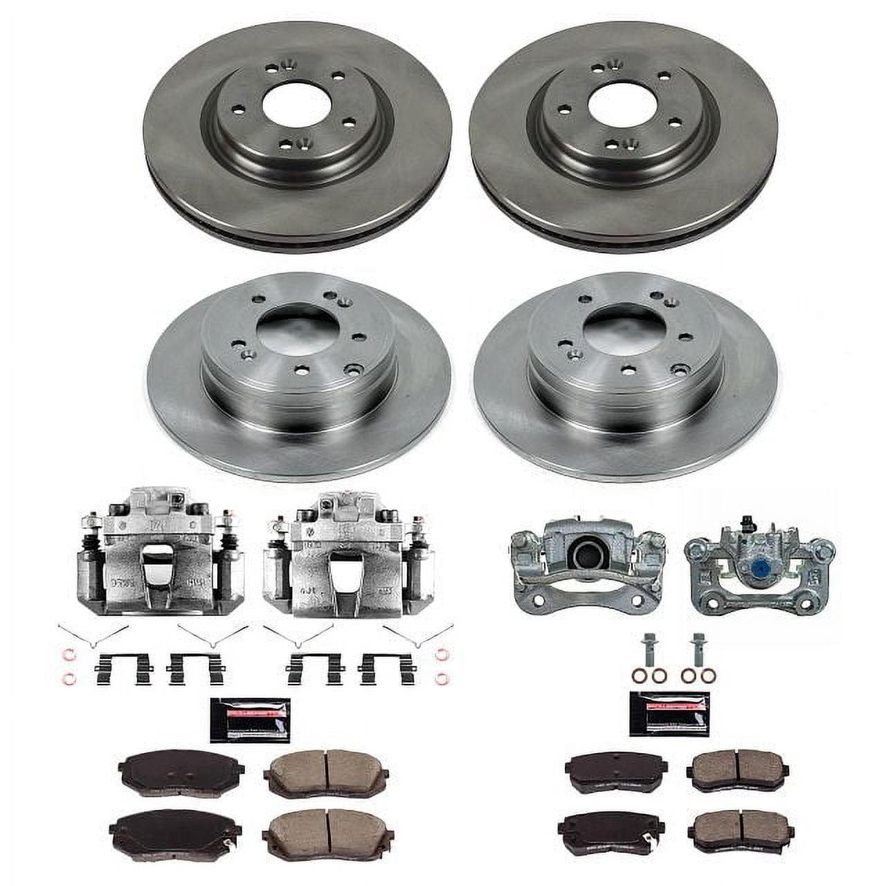 PowerStop Front and Rear Stock Replacement Brake Pad and Rotor Kit with Calipers Fits: HYUNDAI KIA Select Models KCOE7522