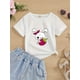 thumbnail image 2 of Bonita camiseta de manga corta con estampado de conejito de fresa para niñas, de moda, para primavera, verano y otoño., 2 of 7
