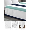 thumbnail image 6 of Turquoise Navy Blue Striped Twim XL Size Flat Sheet, Wrinkleproof & Fadeproof Cooling Flat Bed Sheet Only, Farmhouse Stripe Art Breathable Soft Bedding Top Sheets 66 x 102 Inches, 6 of 8