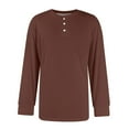 thumbnail image 7 of Resicozy Men's Henley Shirts Long Sleeve T-Shirts Casual Fashion Pullover Shirt Soft Stretch Basic Tee Fall Top Brown 3XL, 7 of 7