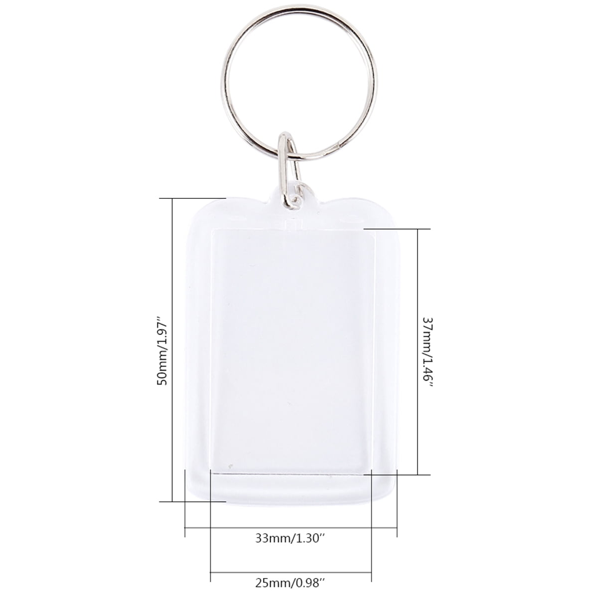 Ikoopy 100pcs Blank Photo Keyrings Acrylic Blank Picture Insert Keychain Double Sided Clear Key Ring Photo Holder with Split Ring for Crafting Gifts for Family Friends