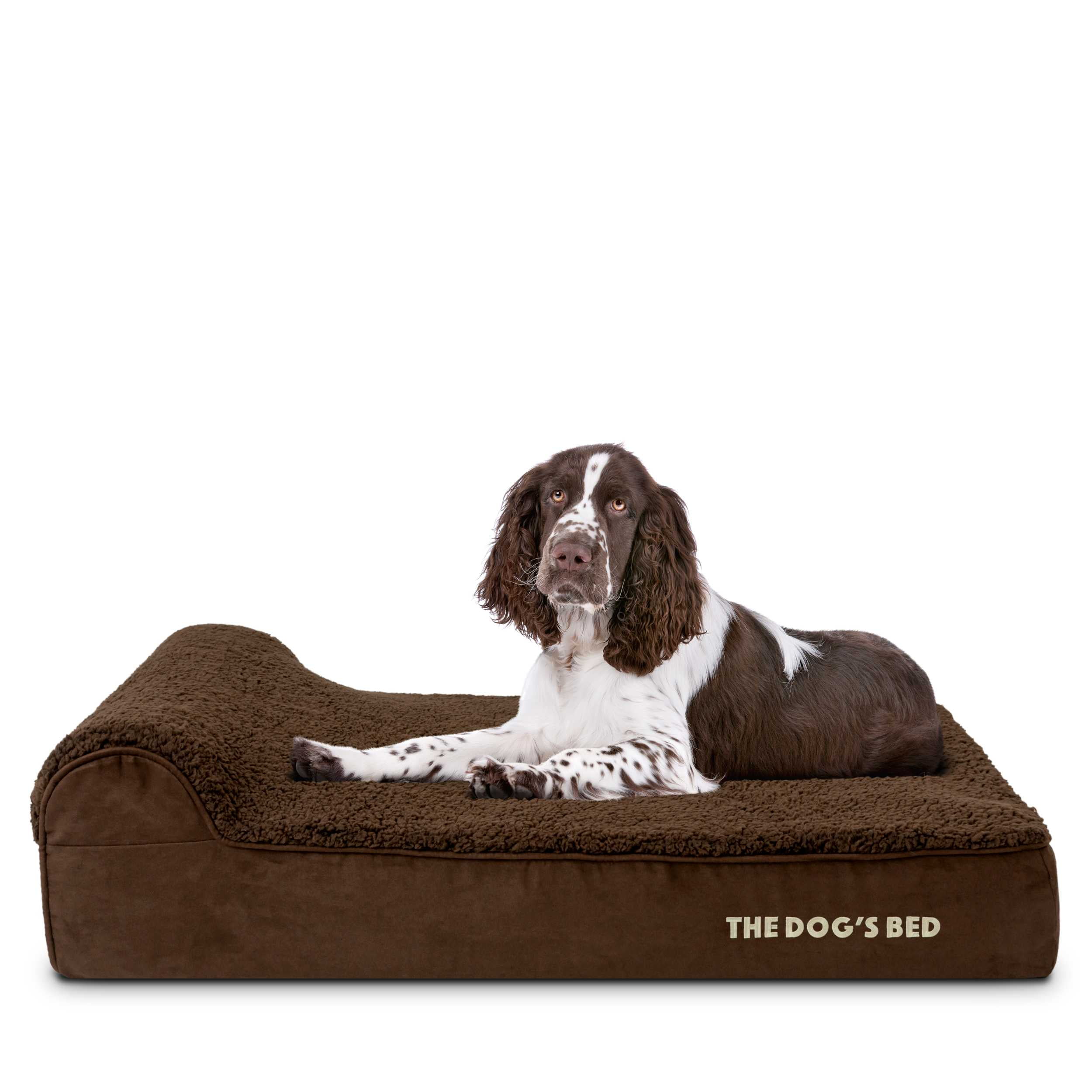 The Dog’s Bed Orthopedic Headrest Dog Bed Large Brown Plush 40x25, Memory Foam, Pain Relief forArthritis, Hip & Elbow Dysplasia, Post Surgery, Lameness, Supportive, Calming, Waterproof Washable Cover