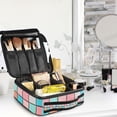 thumbnail image 5 of FORMRS Travel Makeup Bag Large Capacity Train Case Cosmetic Organizer with Adjustable Dividers, Colorful Checkered Pattern, 5 of 8