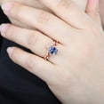 thumbnail image 3 of Vintage Oval Cornflower Blue Sapphire Engagement Ring- 14k Rose Gold Vermeil- Hidden Halo Promise Ring Set- Handmade Jewelry, 3 of 3