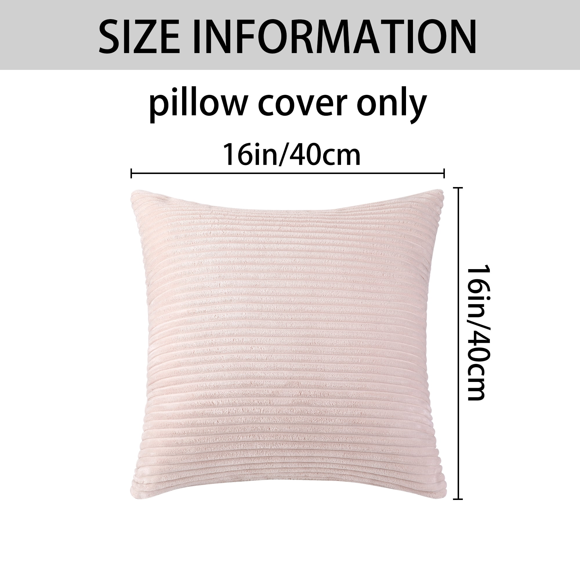 Unique Bargains Sofa Living Room Corduroy Decorative Throw Pillow Covers (2 Count) Pink 16" x 16"