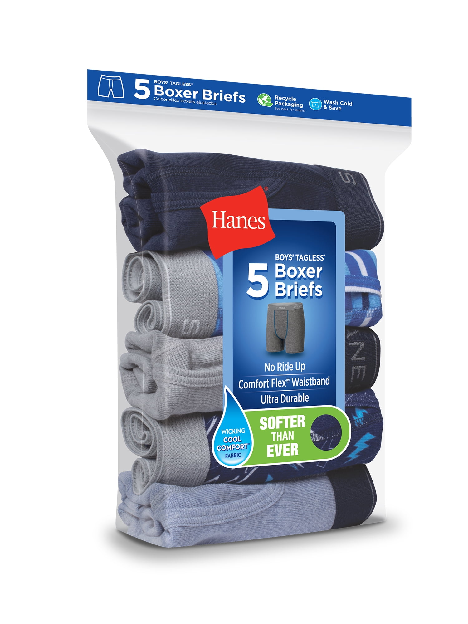 Hanes Boys' Comfort Flex Boxer Briefs 5 Pack, Sizes S-XL - Walmart